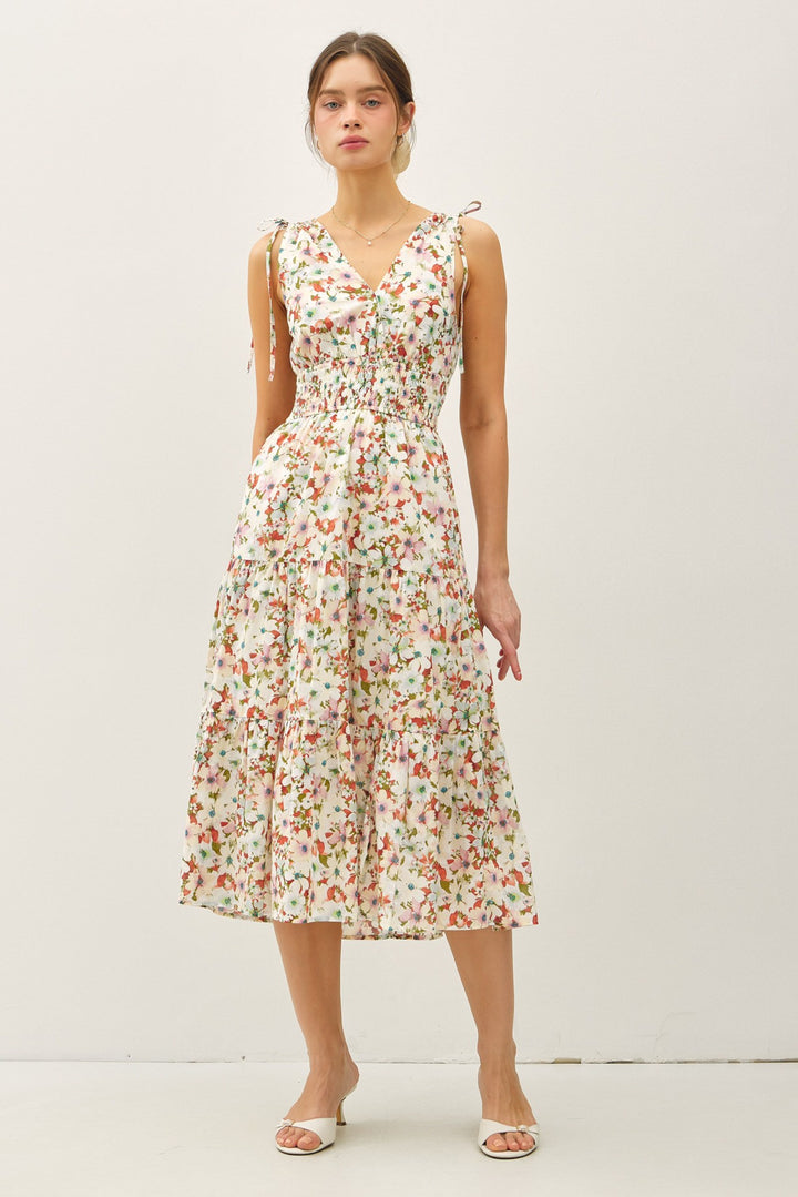 Lola Watercolor Floral Midi Dress