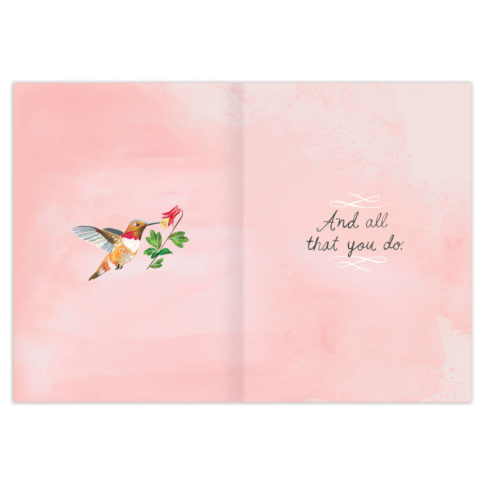 Grateful Hummingbird and Flowers Thank You Card