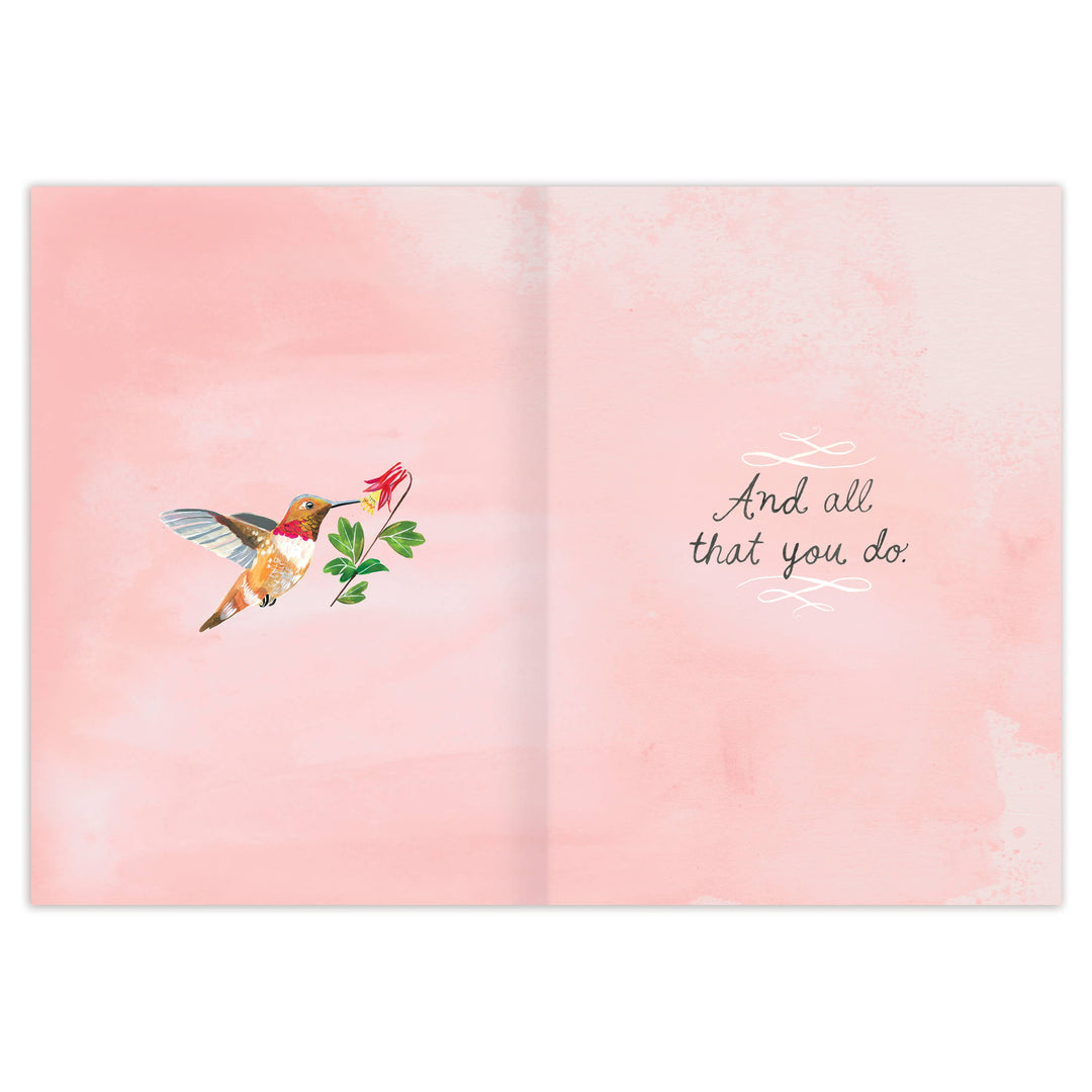 Grateful Hummingbird and Flowers Thank You Card