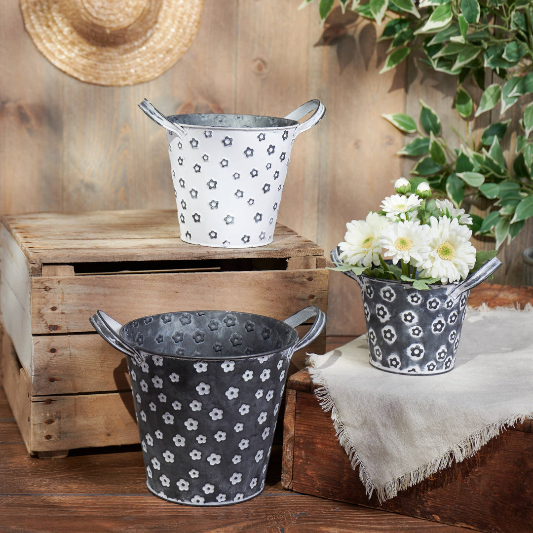 Daisy Galvanized Bucket Set