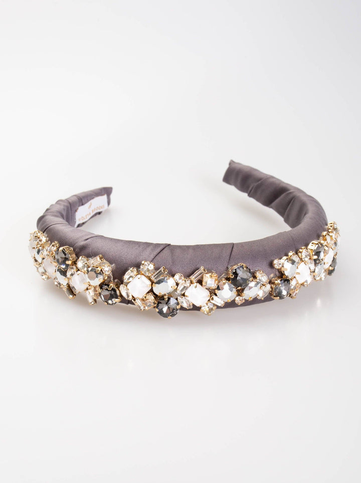 Violet and Brooks Crystal Puff Headband Slate Gray