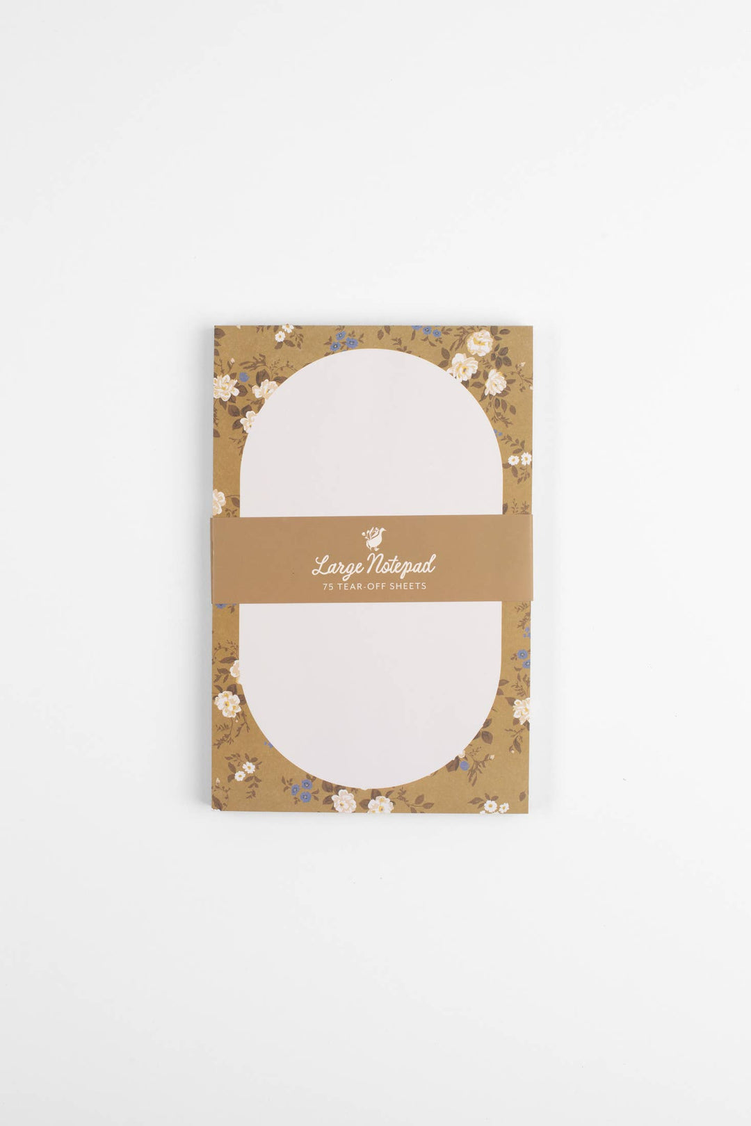Large notepad with vintage gold floral design in packaging