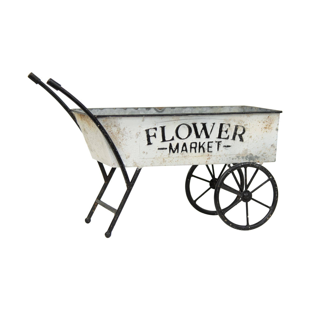 Distressed metal flower market cart