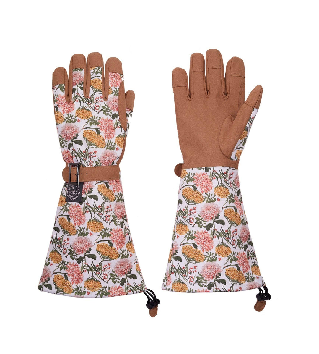 Woman's Work Arm Saver Gardening Gloves: White Dahlia