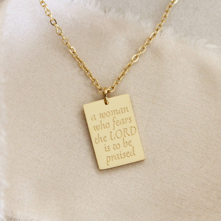 Proverbs 31 Necklace | A woman who fears the Lord is to be praised | Christian necklace for women