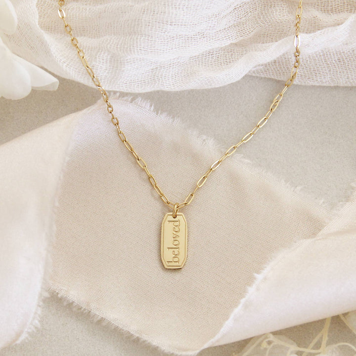 Gold Beloved Necklace with Chain Link | Christian Necklace