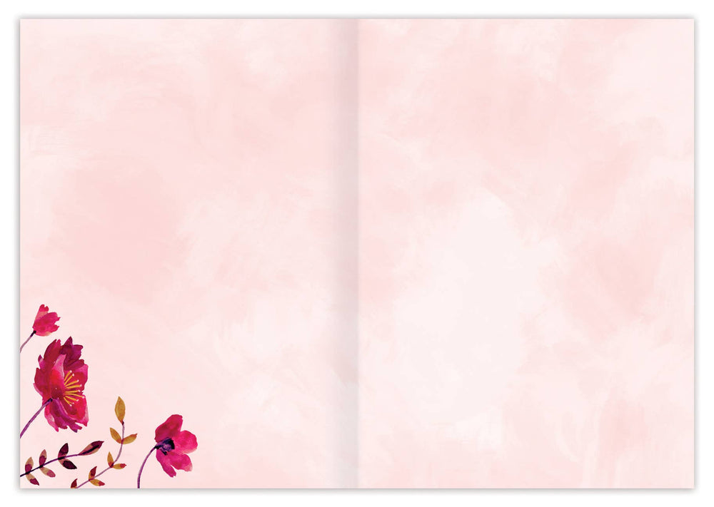 Red Posies Blank Floral Greeting Card