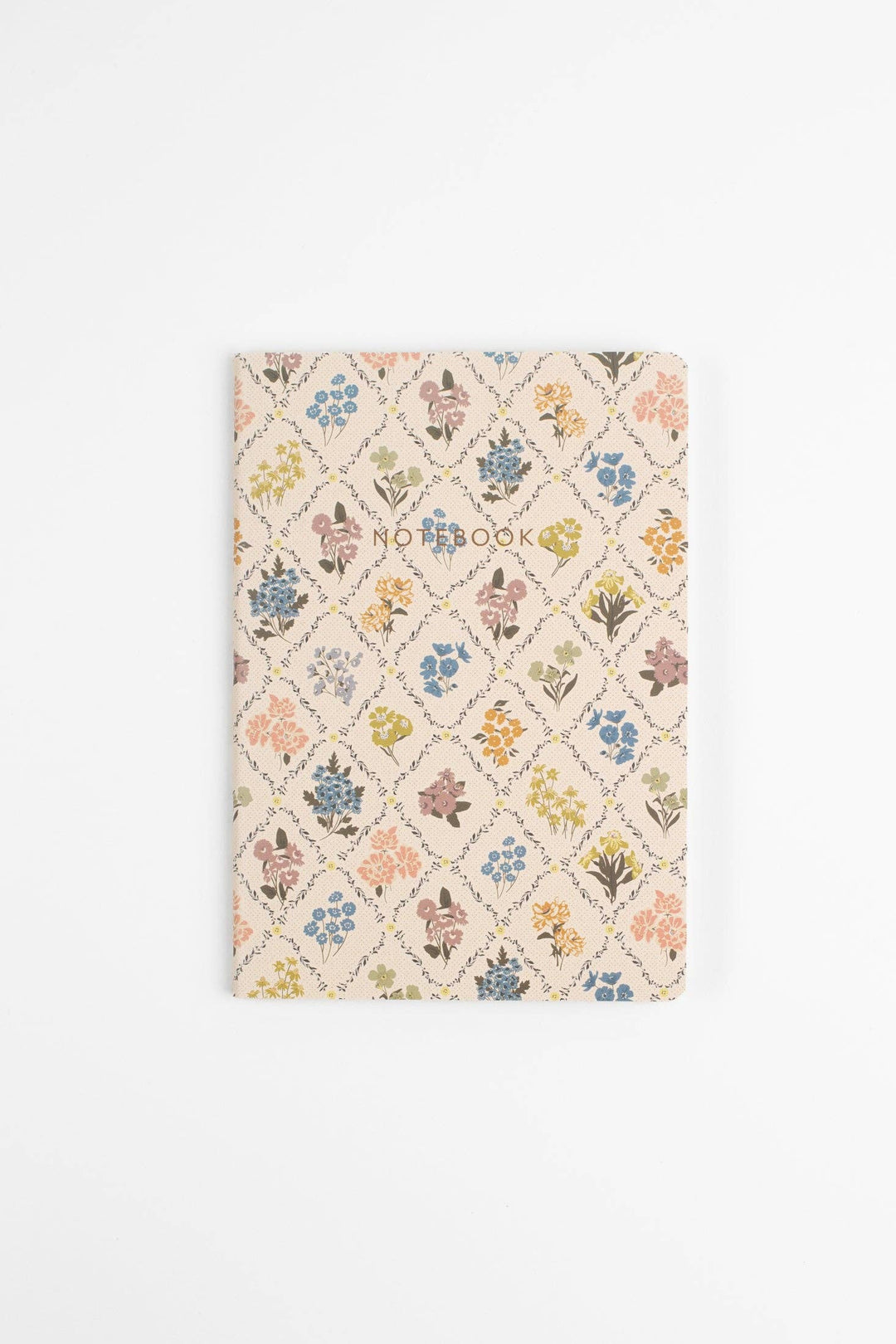 Notebook with floral pattern on a white background