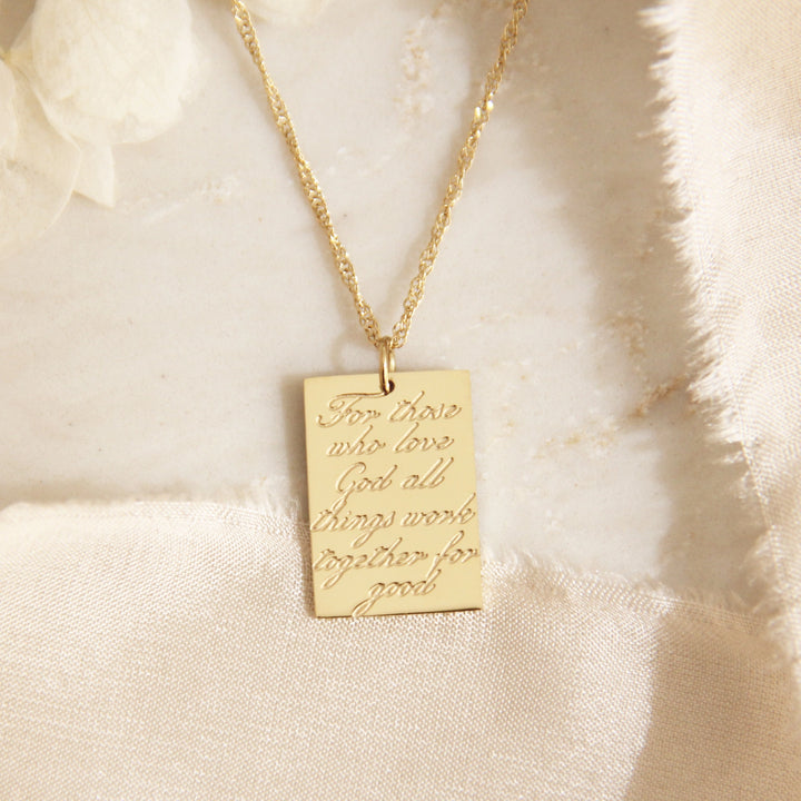 All Things Work for Good (Romans 8:28) Necklace | Christian scripture necklace