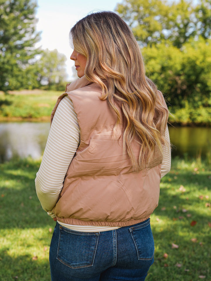 Thread and Supply Aspen Vest | Taupe Puffer Vest