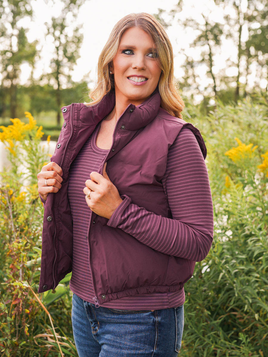 Thread and Supply Aspen Vest - Eggplant | Plum Quilted Puffer Vest