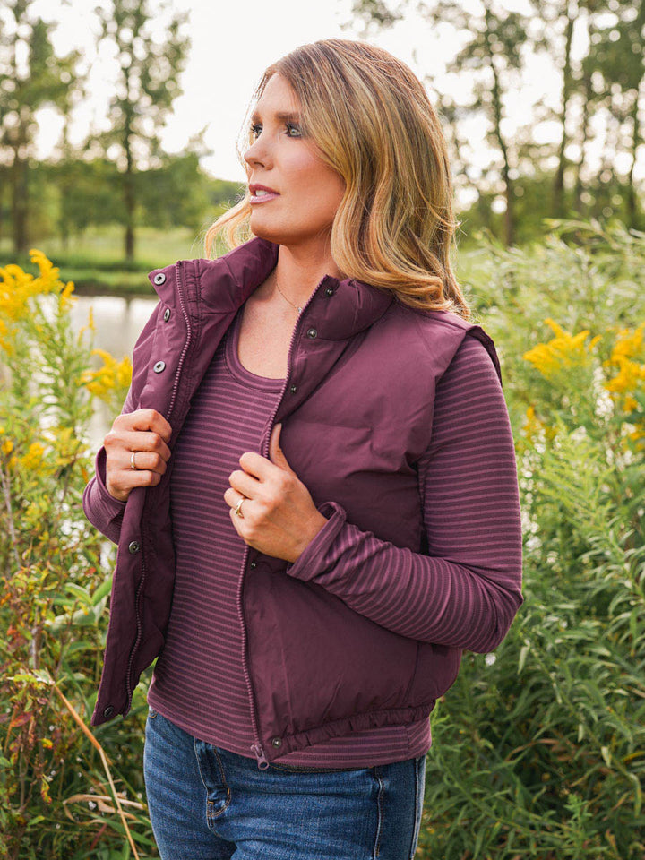 Thread and Supply Aspen Vest - Eggplant | Plum Quilted Puffer Vest