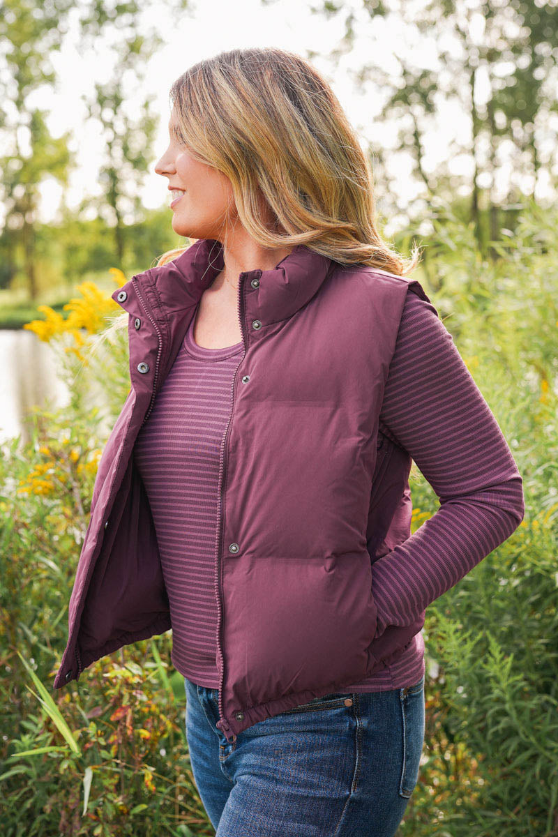 Thread and Supply Aspen Vest - Eggplant | Plum Quilted Puffer Vest