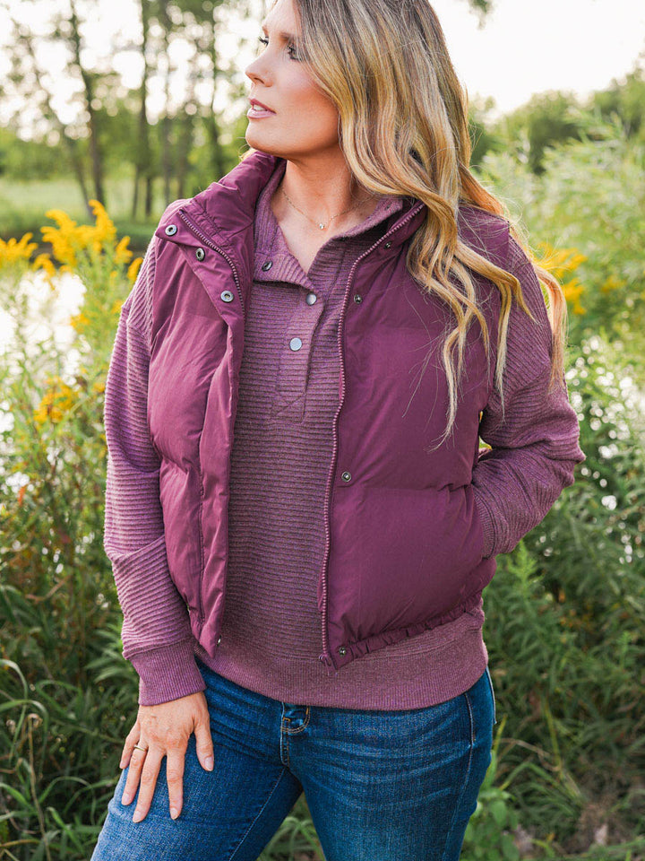 Thread and Supply Aspen Vest - Eggplant | Plum Quilted Puffer Vest