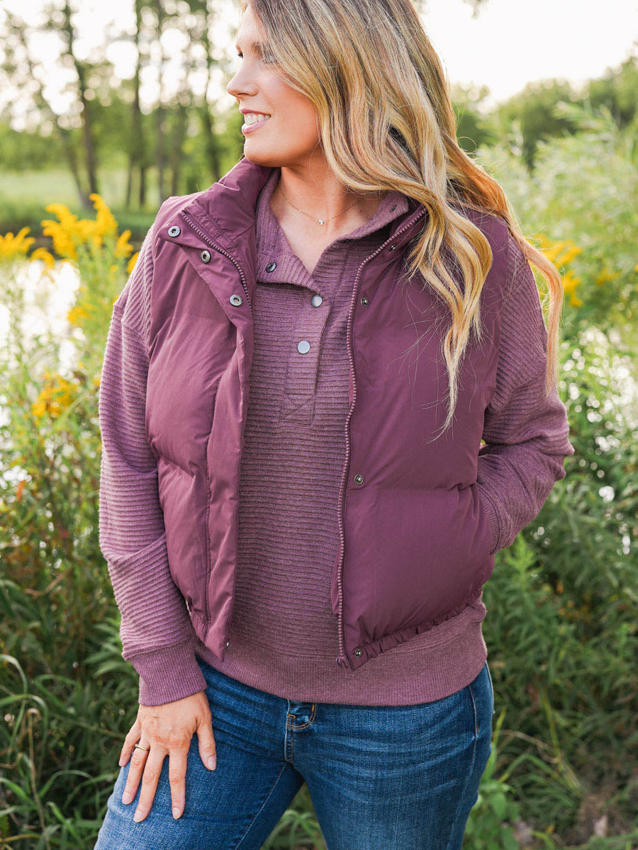 Thread and Supply Aspen Vest - Eggplant | Plum Quilted Puffer Vest