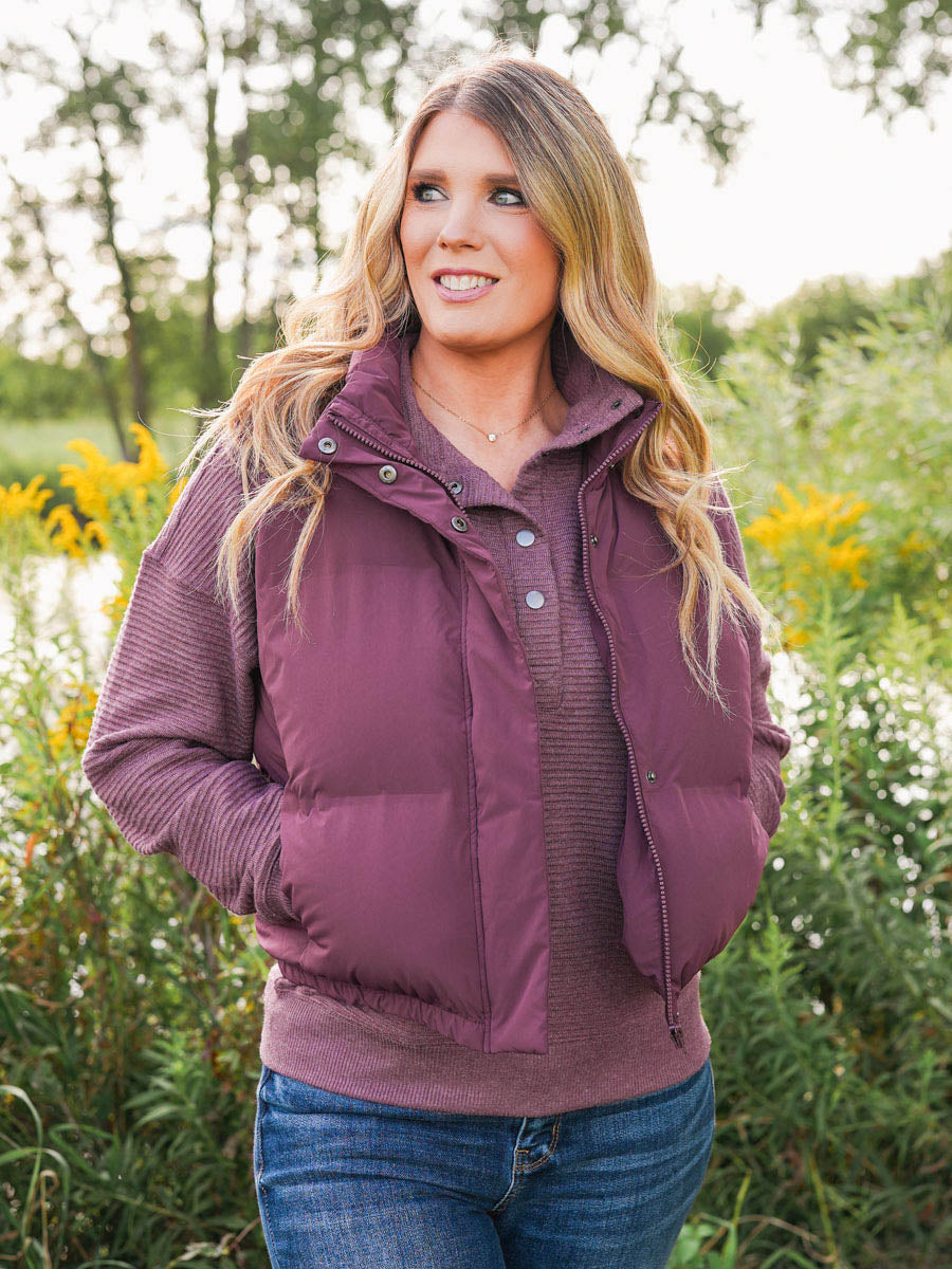 Thread and Supply Aspen Vest - Eggplant | Plum Quilted Puffer Vest