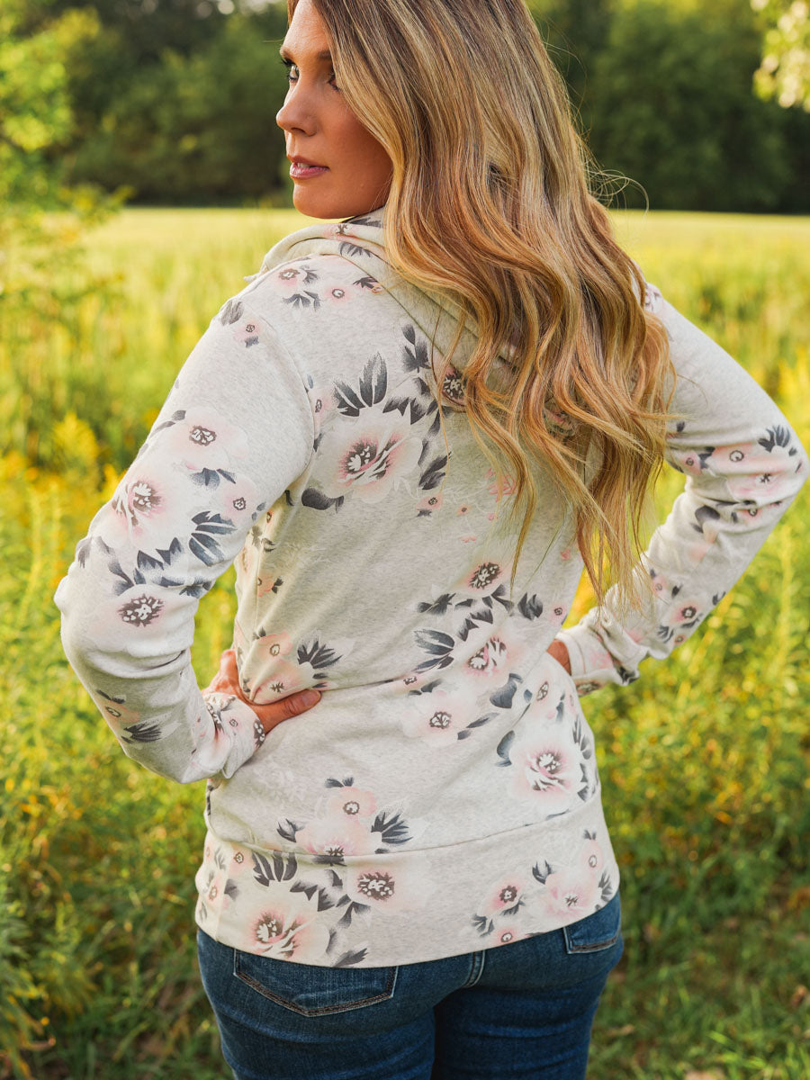 Floral half zip pullover