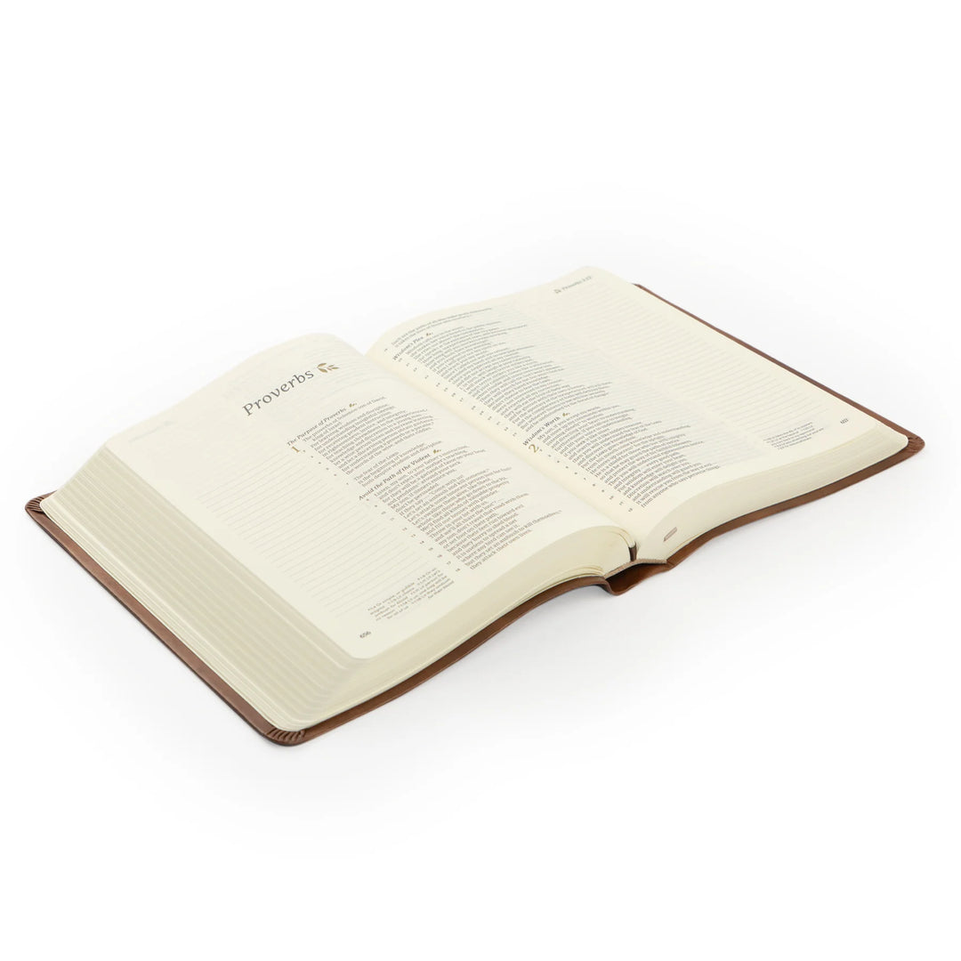 Open Bible with visible text on a white background