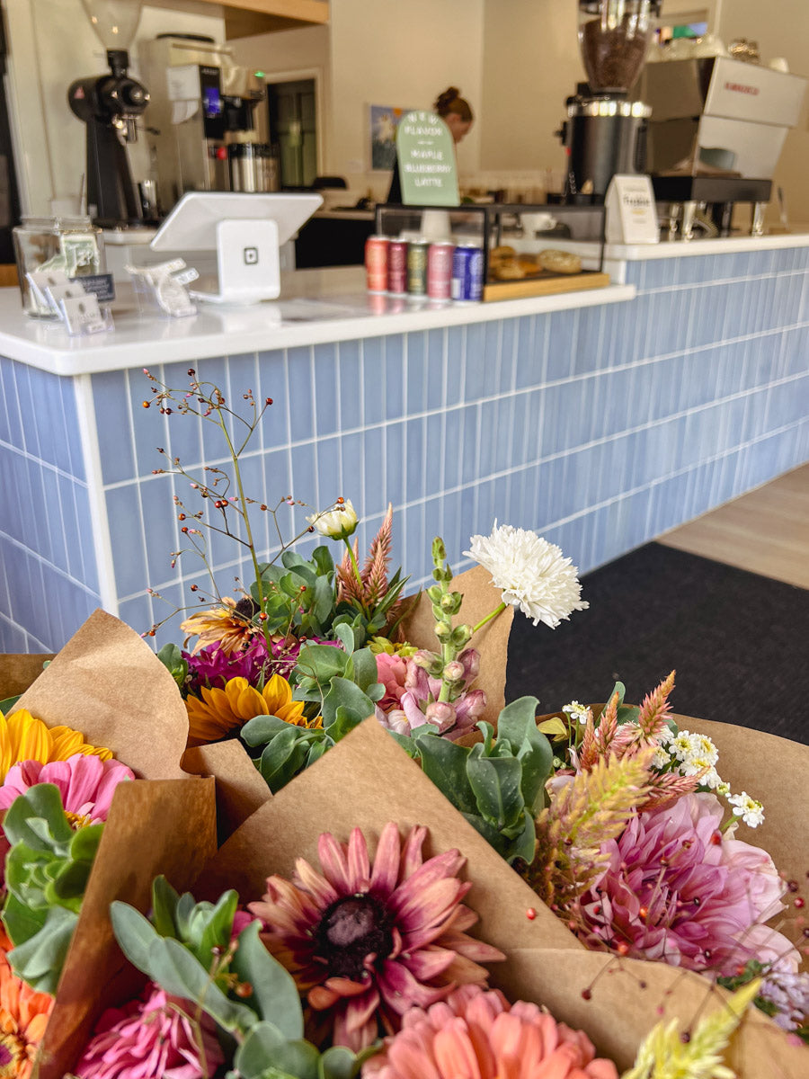 Branch and Bloom Farms Market Bouquets for sale at Dwelling Coffee in DeWitt, MI