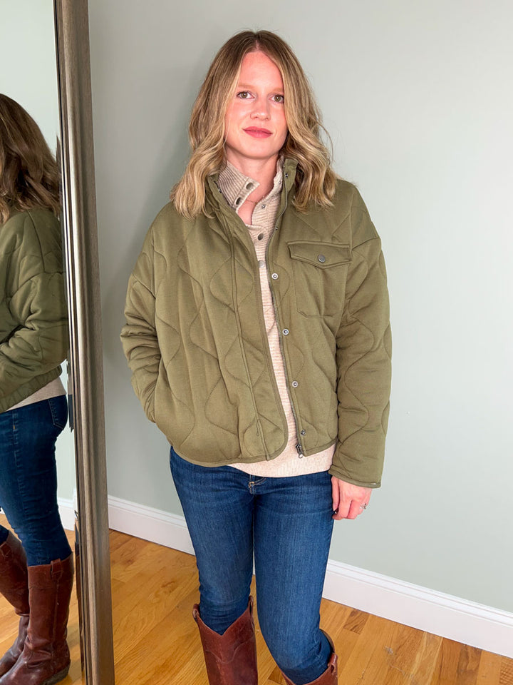 Thread and Supply Burke Jacket in Olive Green | Vintage Quilted Jacket