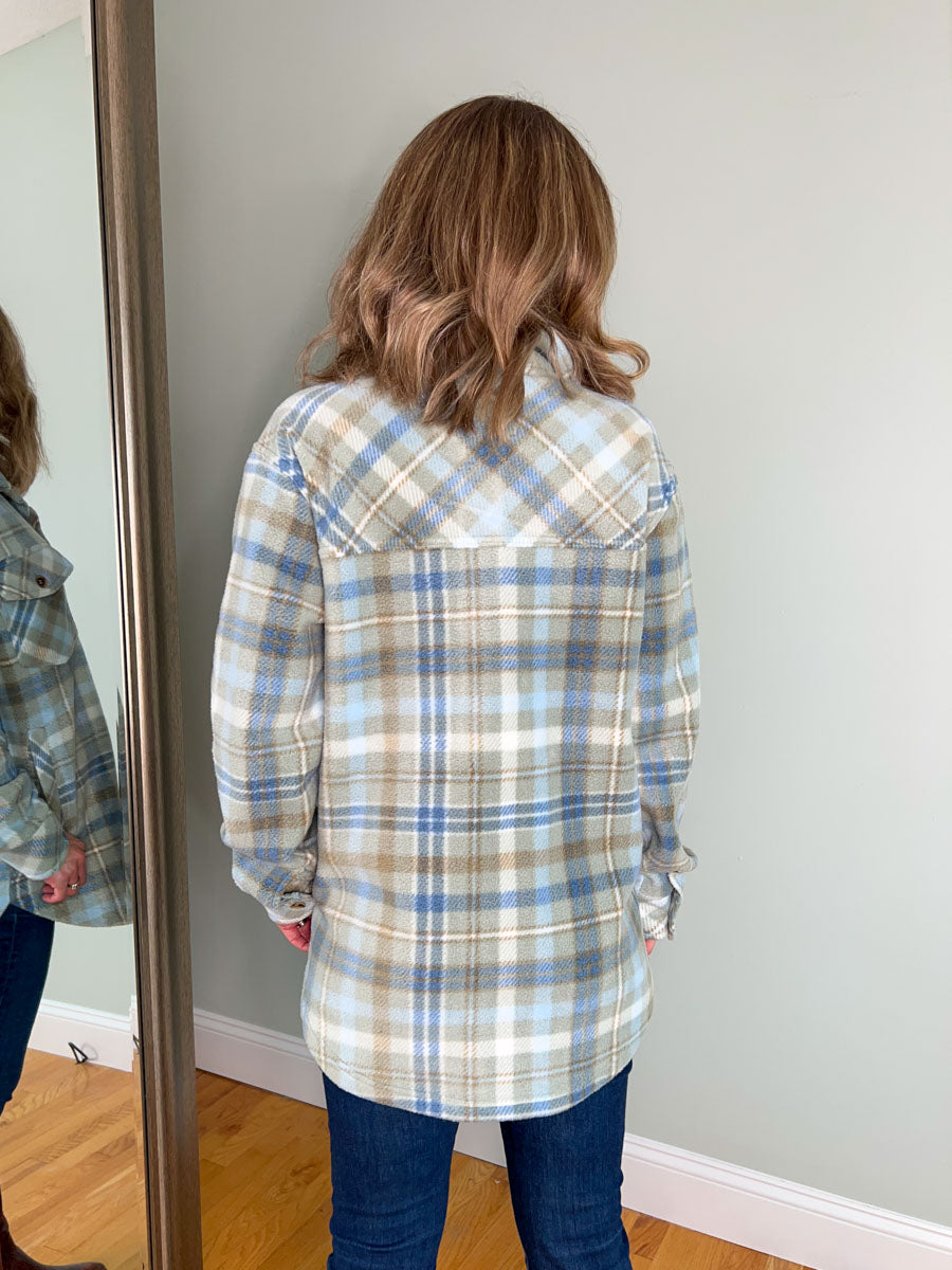 Thread and Supply Tullis Jacket - Sage Blue Plaid | Fleece Shacket