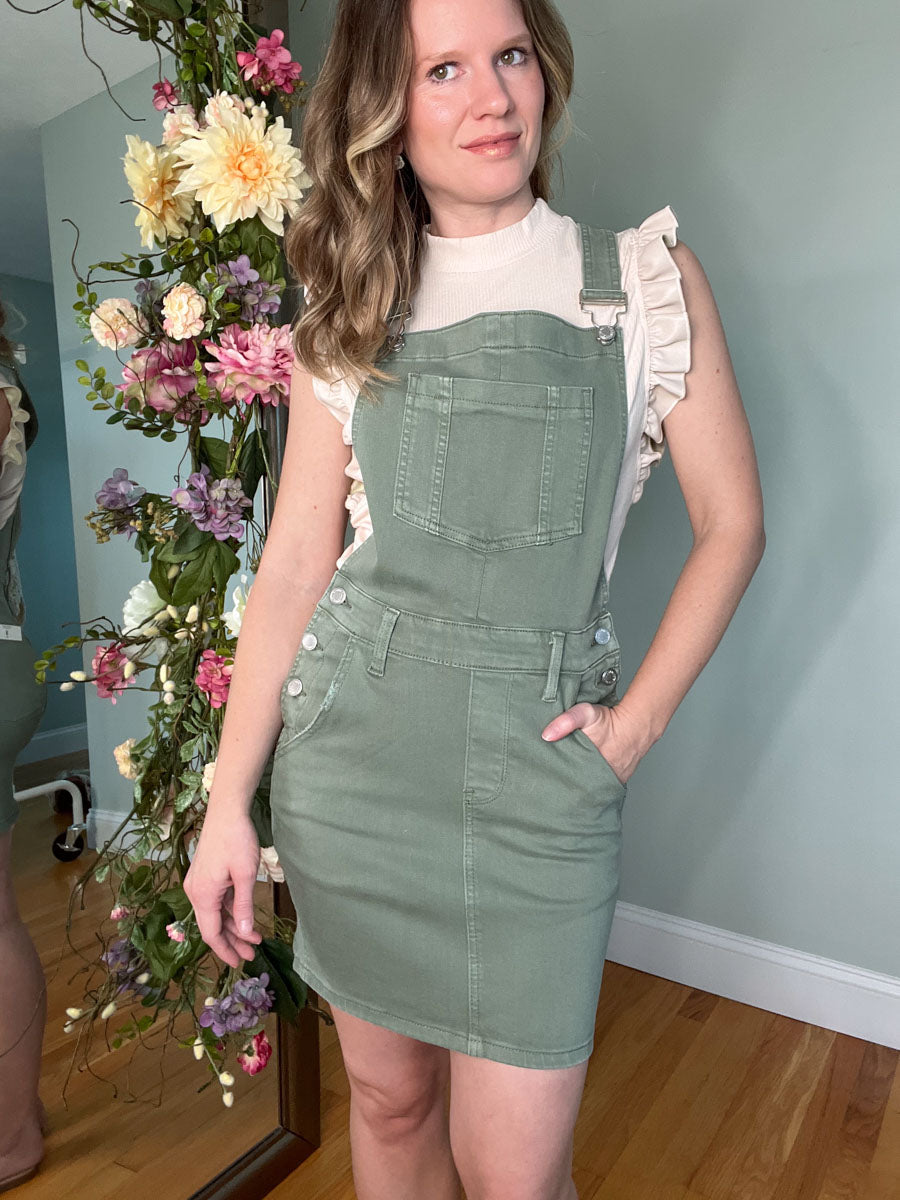 Judy Blue Olive Green Denim Overall Dress