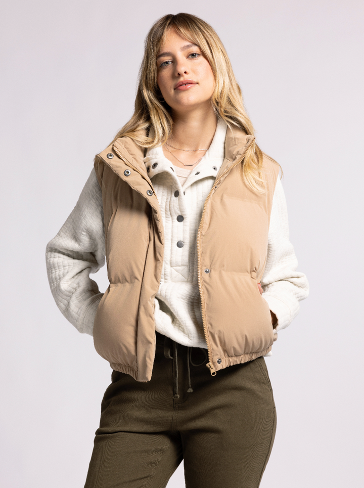 Thread and Supply Aspen Vest | Taupe Puffer Vest