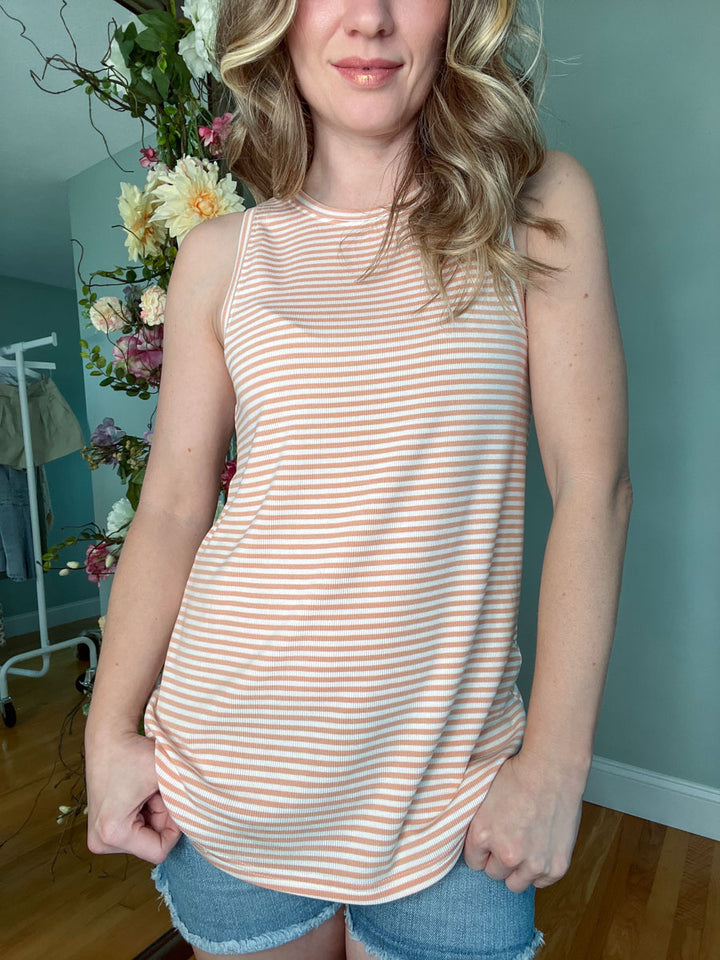 Thread and Supply Sinclair Tank | Ivory and peach striped tank top