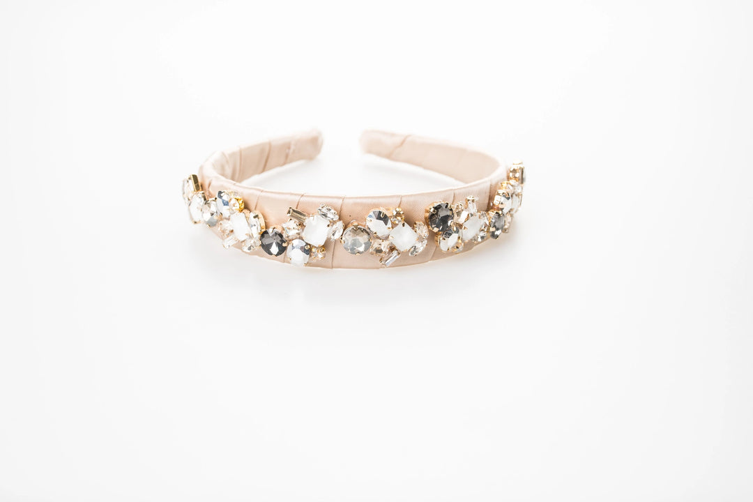 Violet and Brooks Phoebe Headband | Jeweled Headband in Ivory