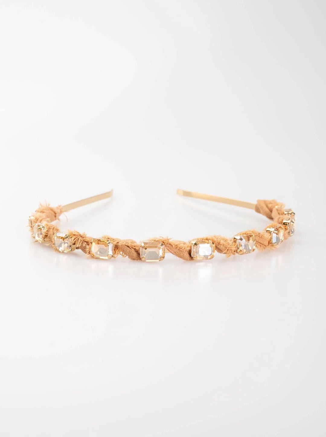 Violet and Brooks Skinny Crystal Headband - Tan