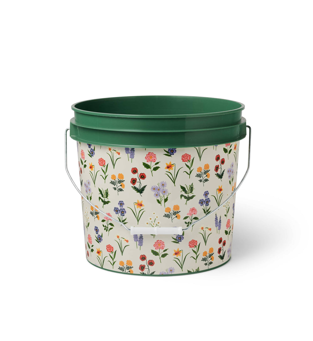 Rifle Paper Co plastic bucket with floral pattern on a white background
