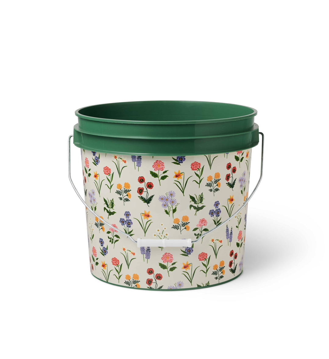 Bucket with floral pattern on a white background