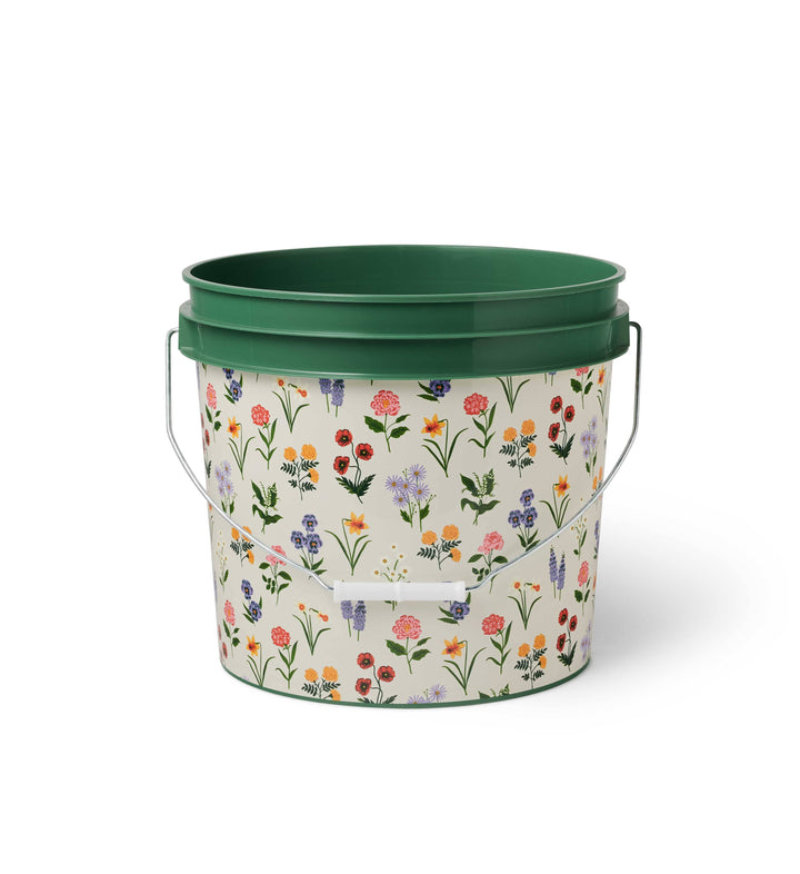 Rifle Paper Co plastic bucket with floral pattern on a white background