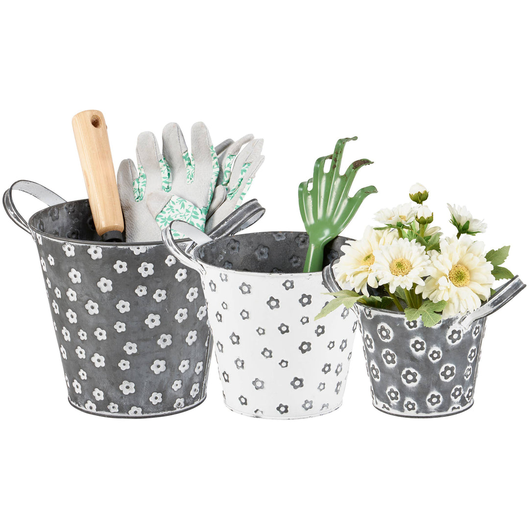 Daisy Galvanized Bucket Set