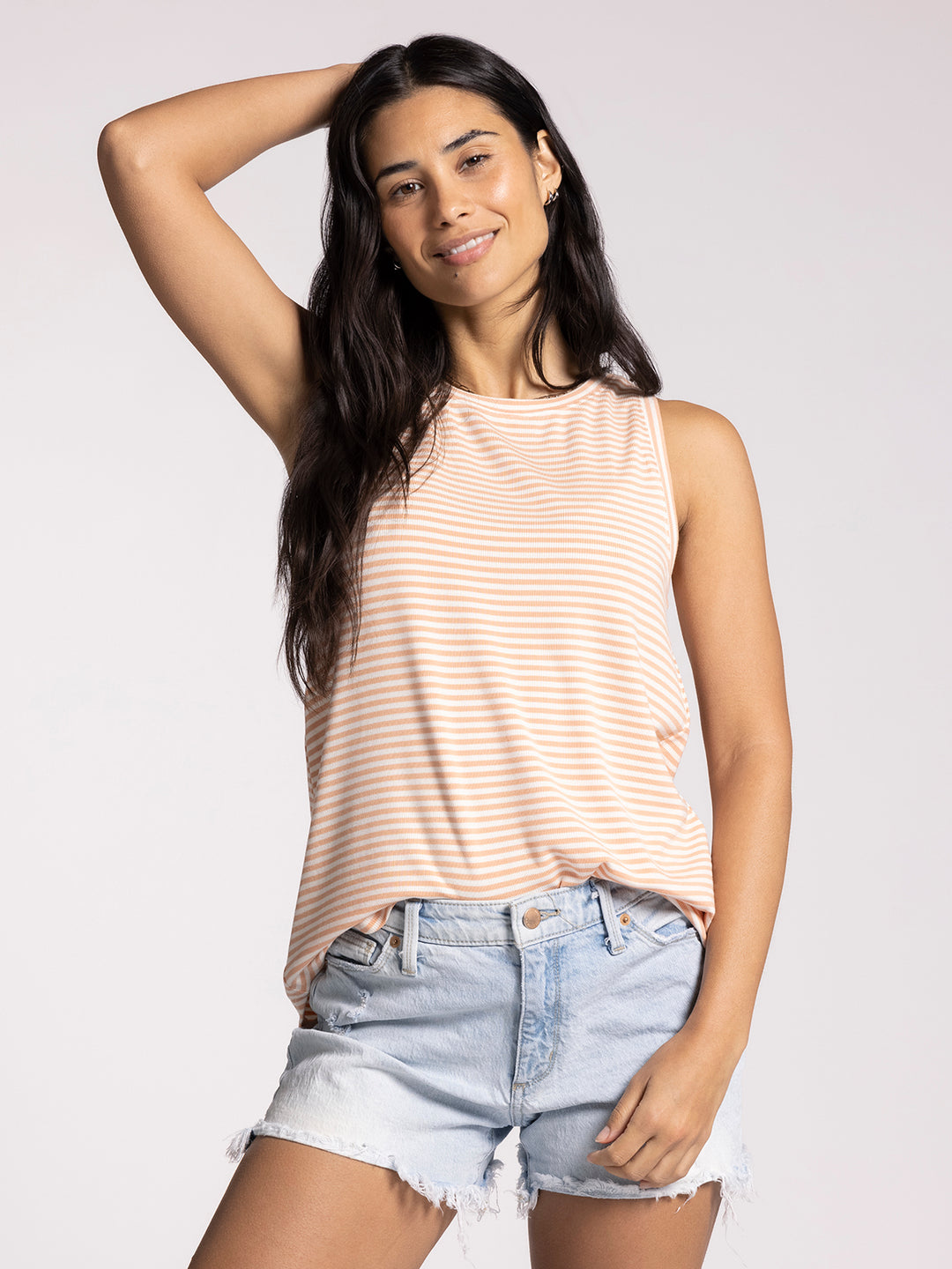 Thread and Supply Sinclair Tank | Ivory and peach striped tank top