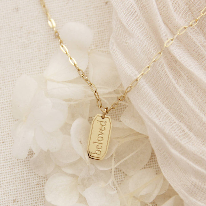 Gold Beloved Necklace with Chain Link | Christian Necklace