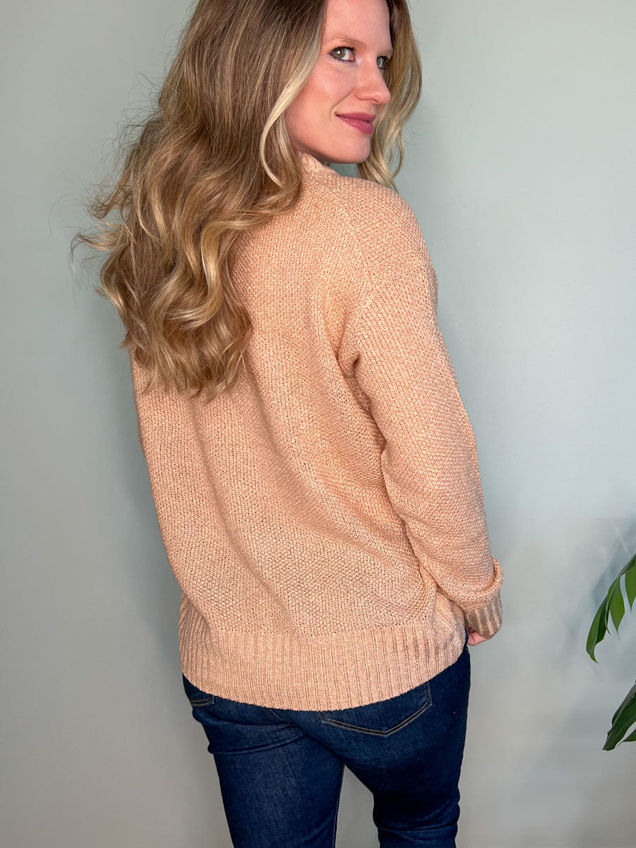 Long Sleeve Henley Sweater in Sandstone